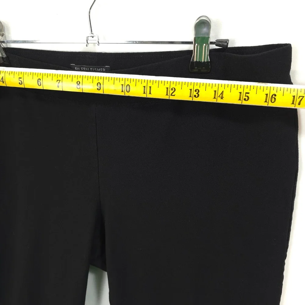 Eileen Fisher Crepe Pants Pull On Stretch Black Women M Minimalist Chic Travel